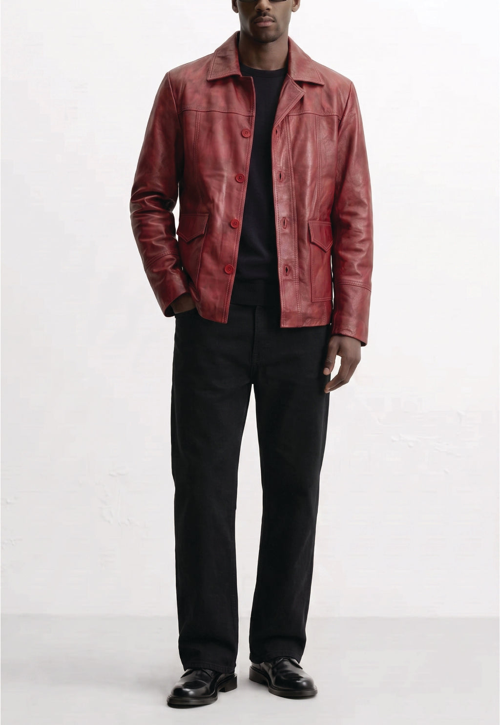 Men Leather Trucker Jacket