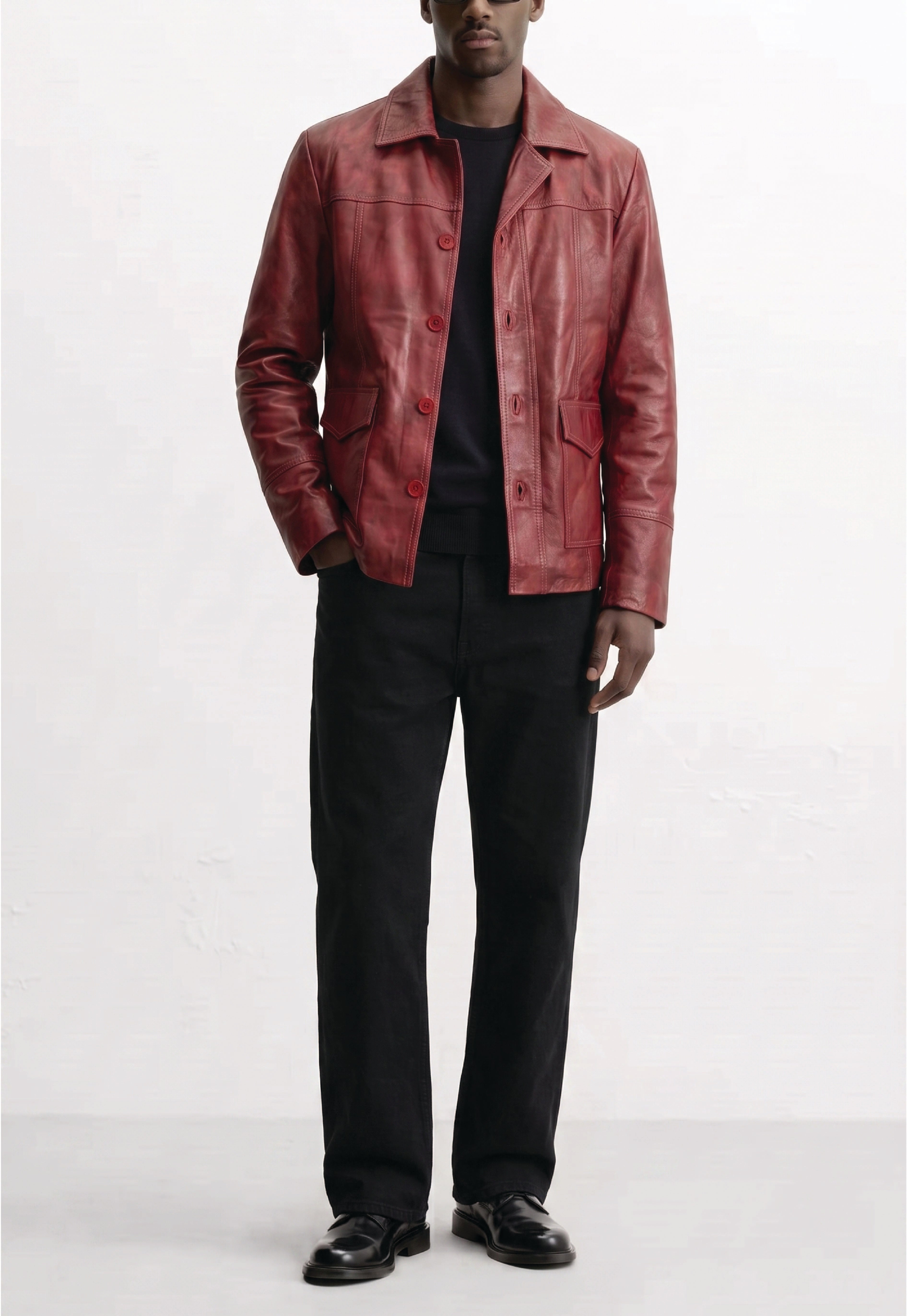 Men Leather Trucker Jacket