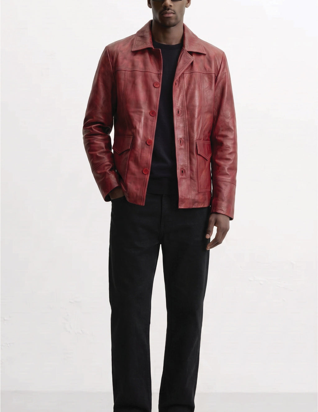 Men Leather Trucker Jacket