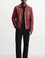 Men Leather Trucker Jacket