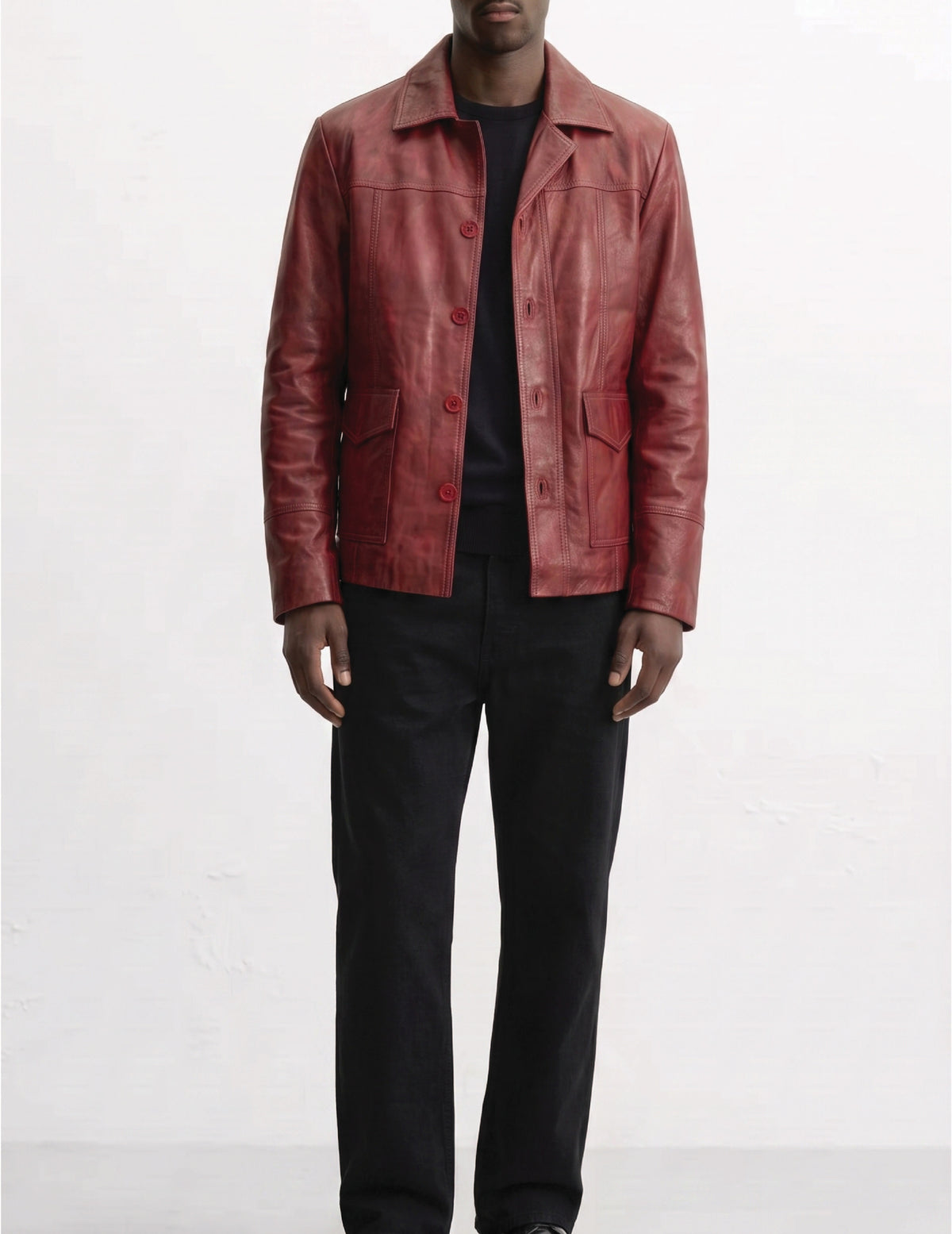 Men Leather Trucker Jacket