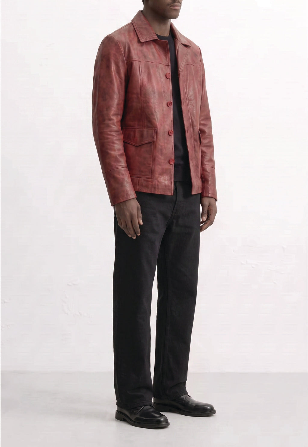 Men Leather Trucker Jacket