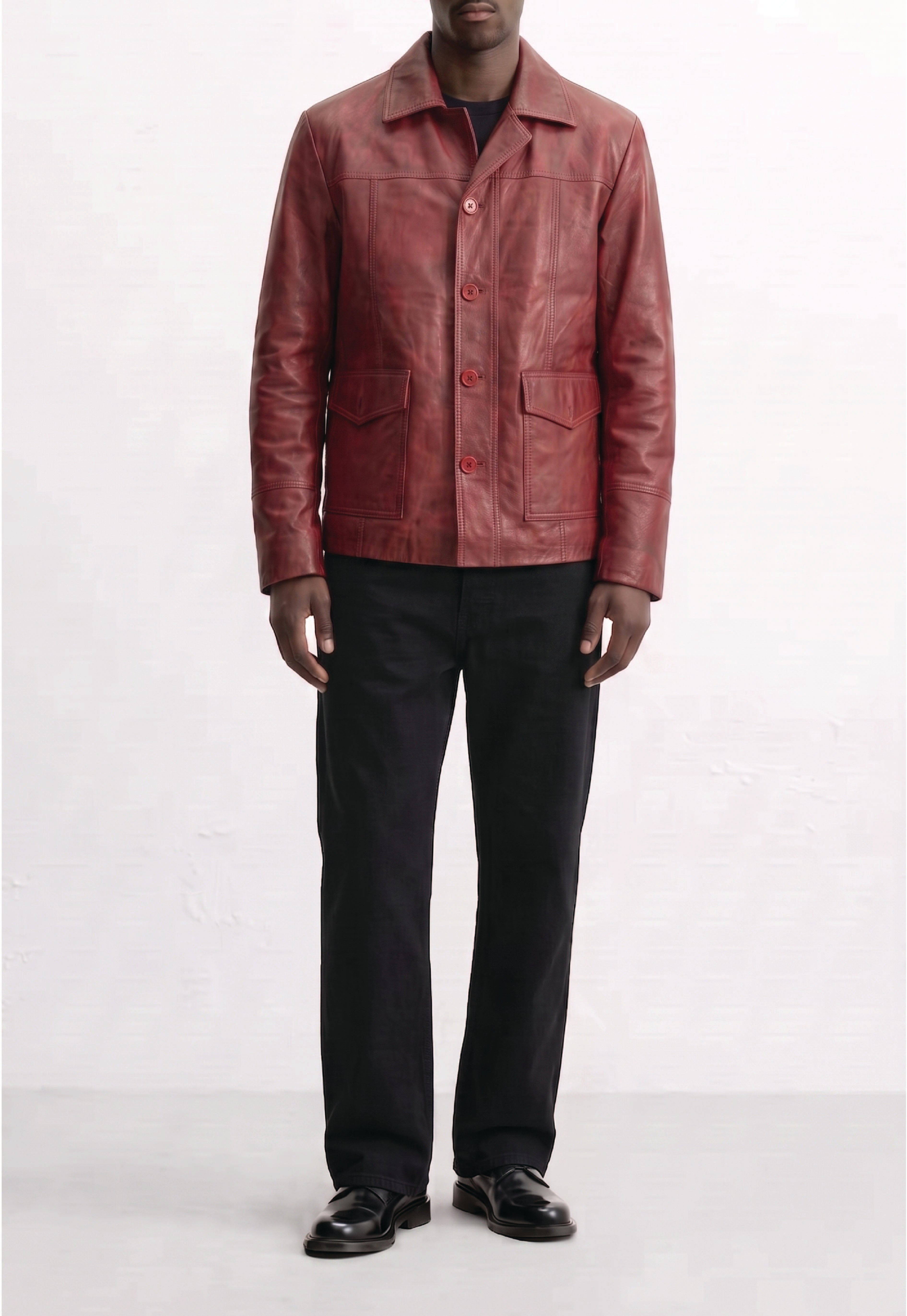 Men Leather Trucker Jacket