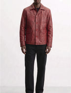 Men Leather Trucker Jacket