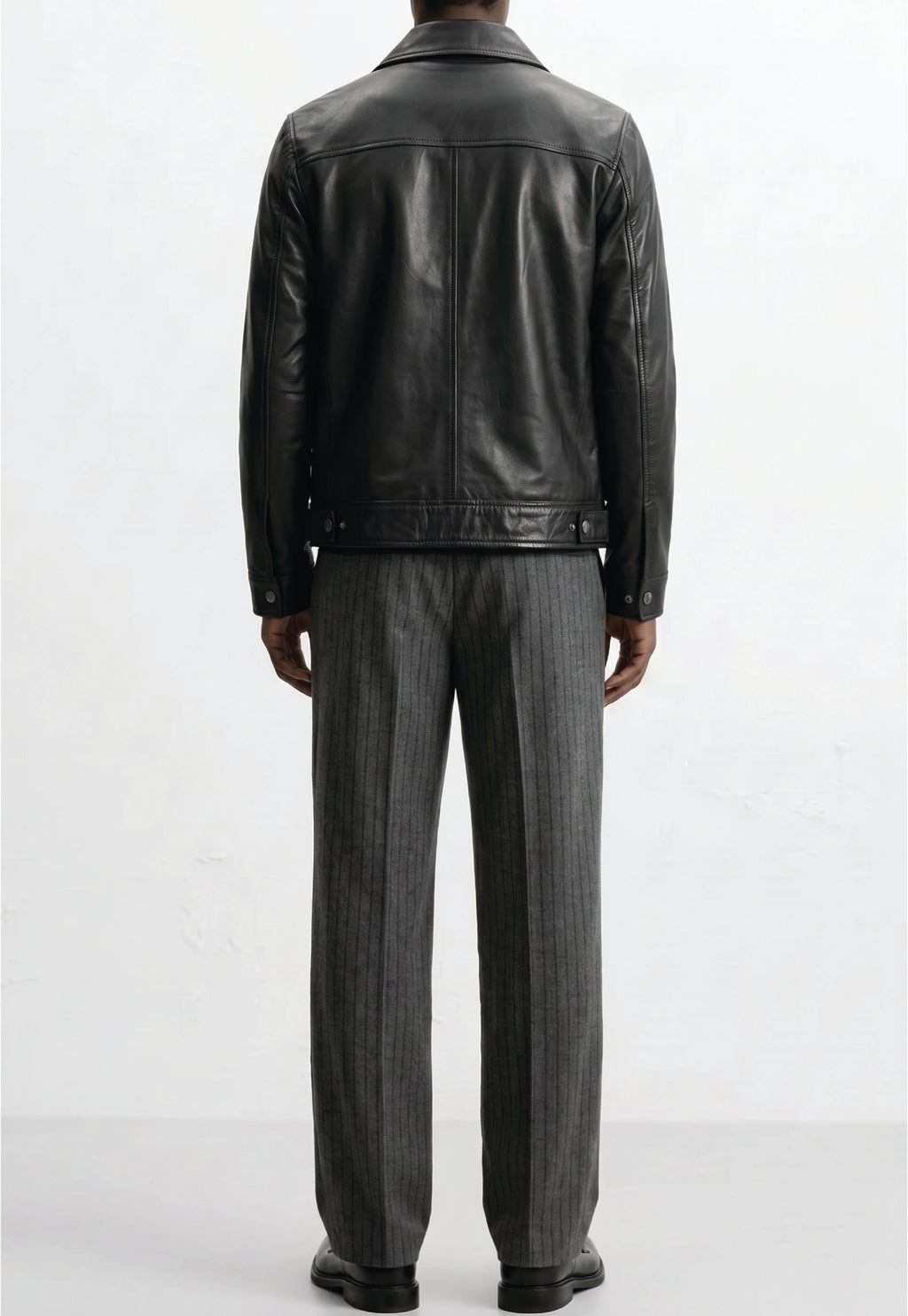 Men Classic Shirt Collar Leather Jacket