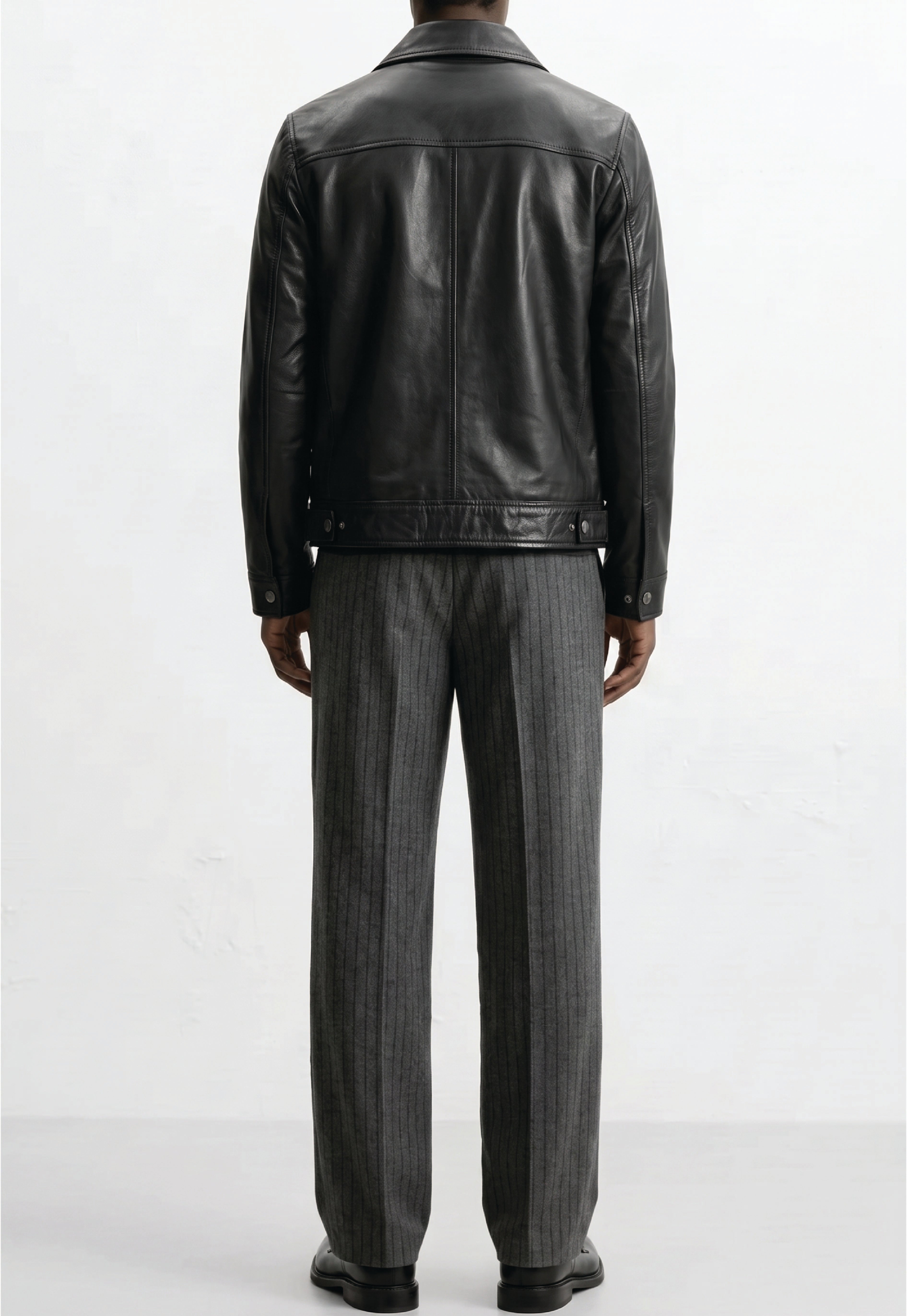 Men Classic Shirt Collar Leather Jacket