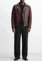 Men Leather Motorcycle Jacket