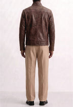 Men Leather Café Racer Jacket