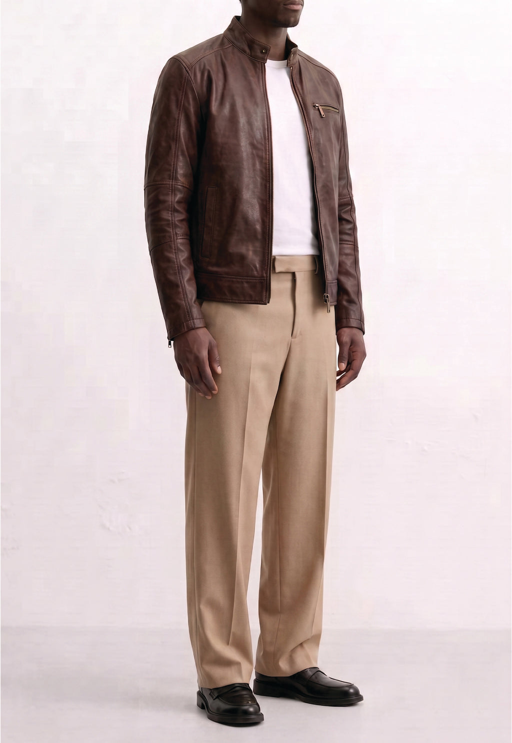 Men Leather Café Racer Jacket