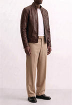 Men Leather Café Racer Jacket