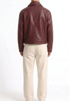 Men Leather Shirt Collar Jacket