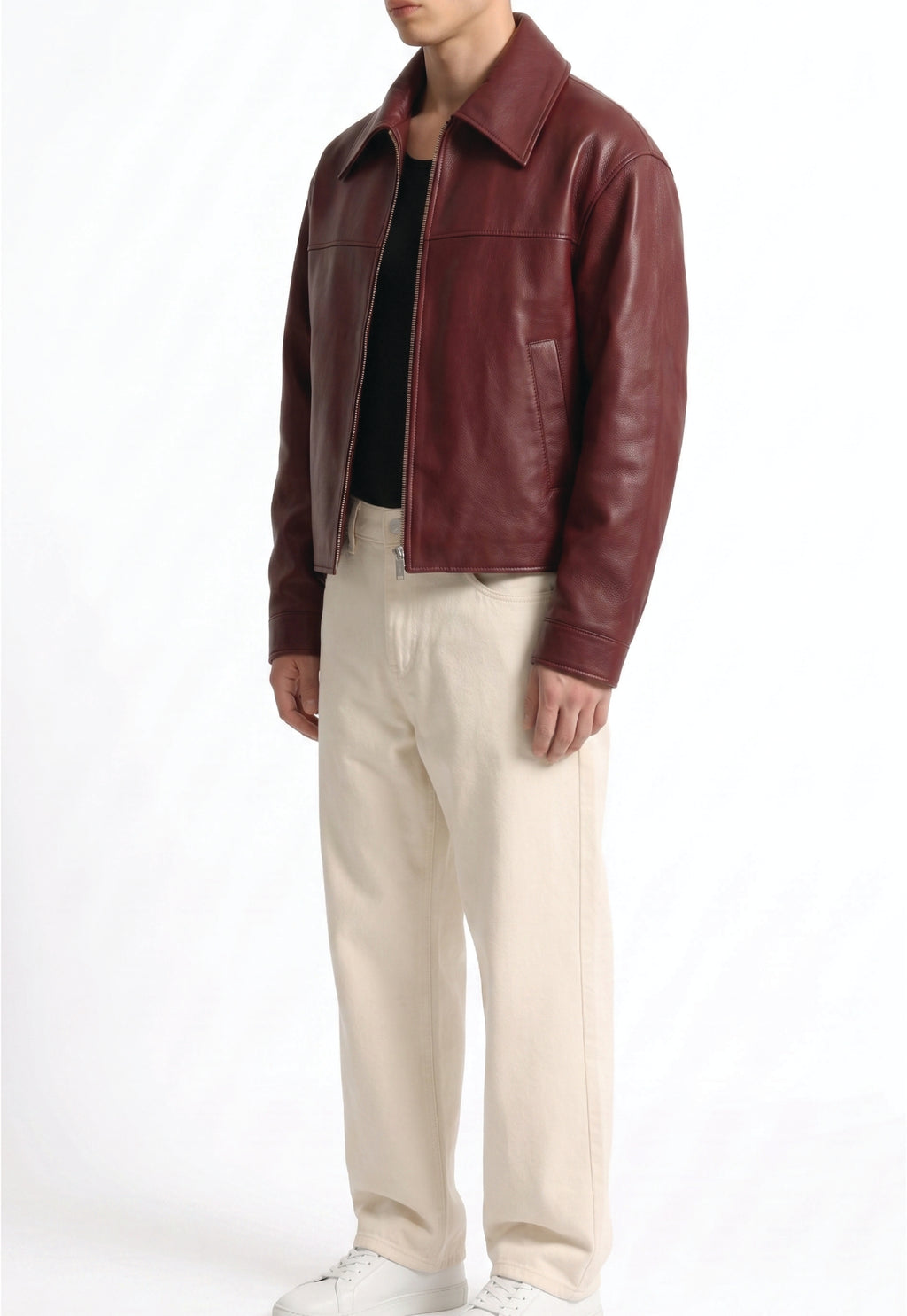 Men Leather Shirt Collar Jacket