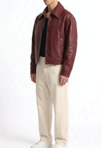 Men Leather Shirt Collar Jacket