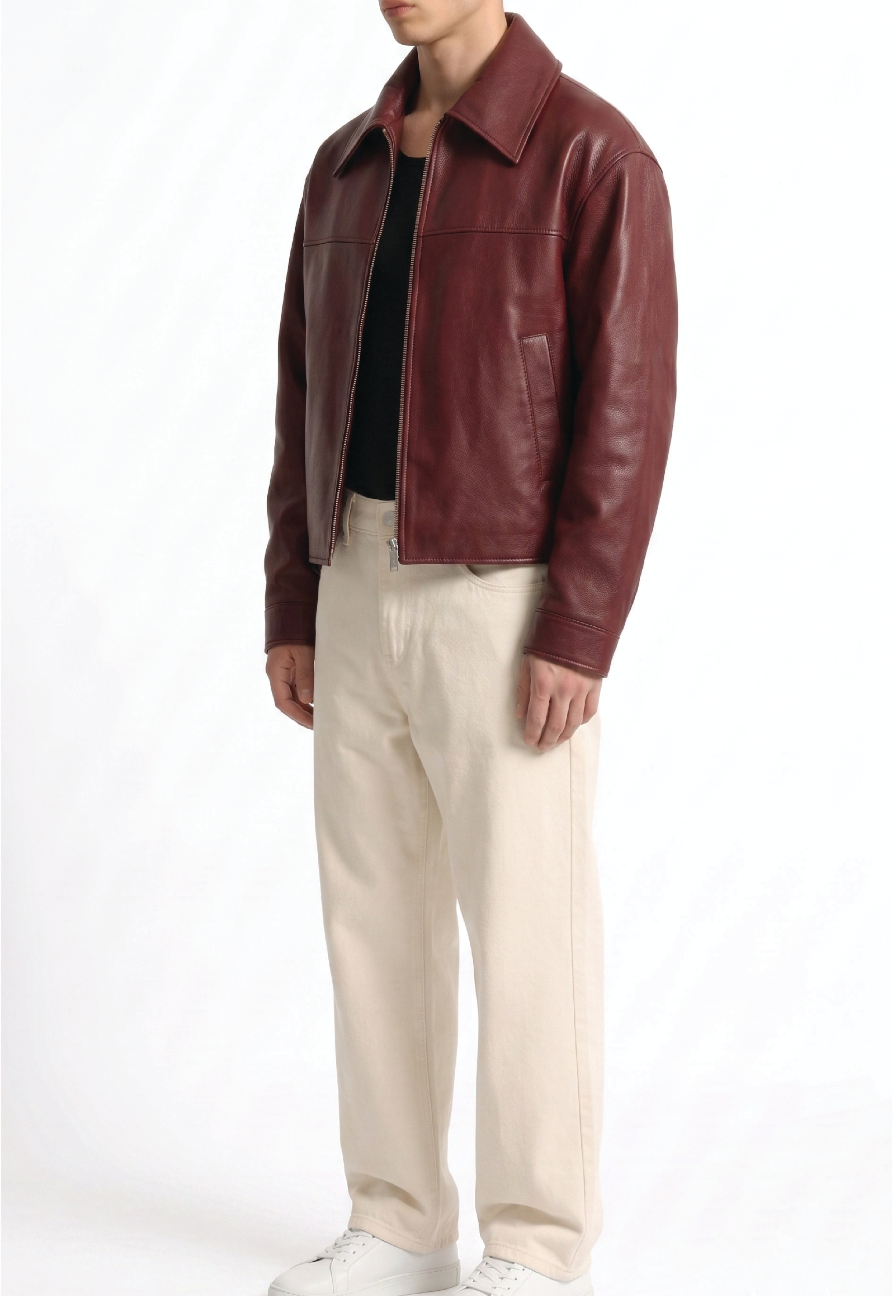 Men Leather Shirt Collar Jacket
