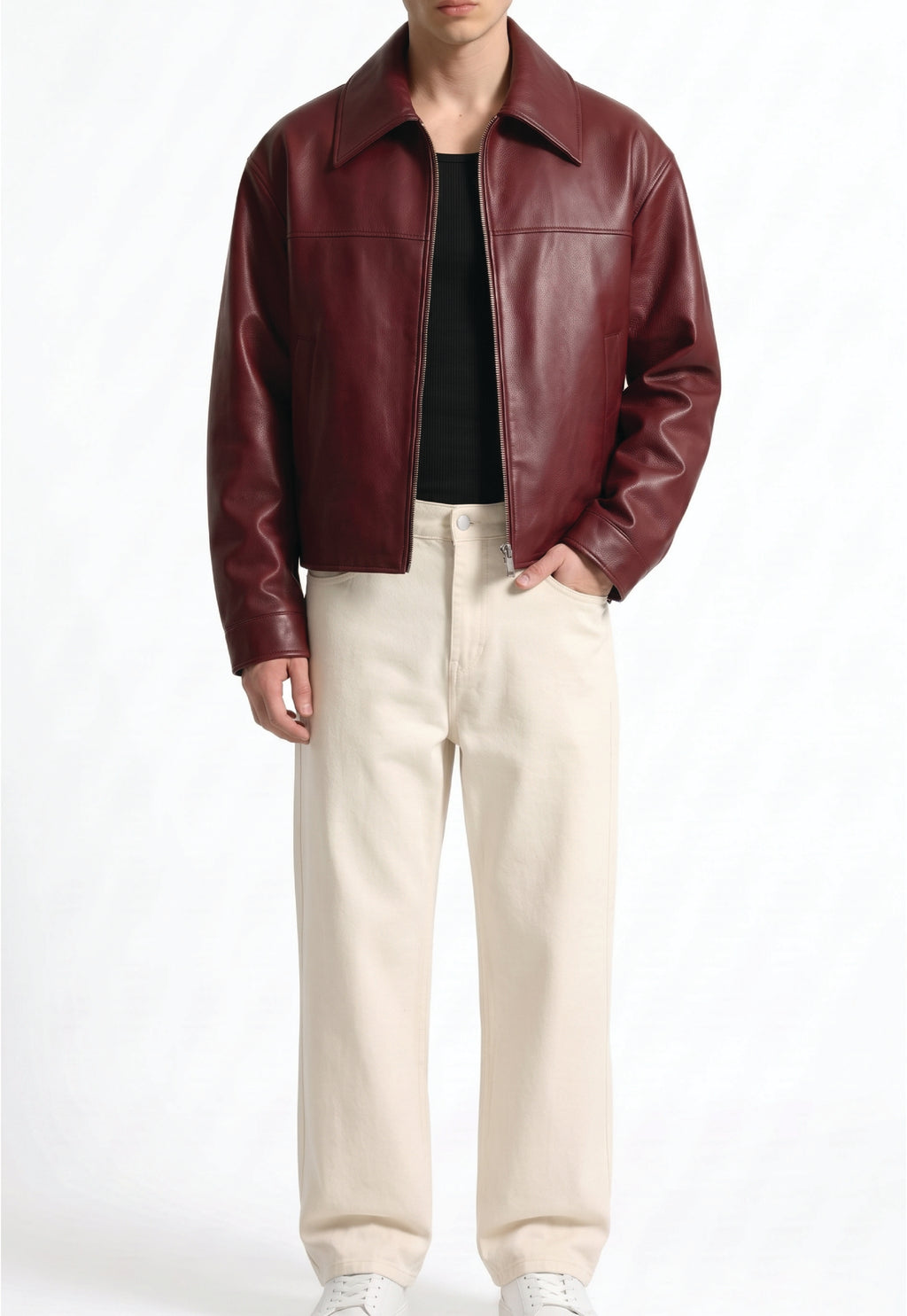 Men Leather Shirt Collar Jacket