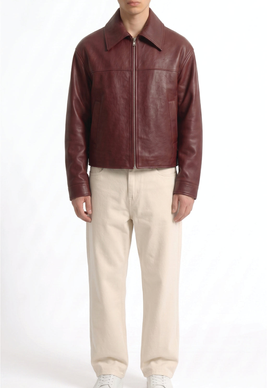 Men Leather Shirt Collar Jacket