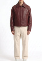 Men Leather Shirt Collar Jacket