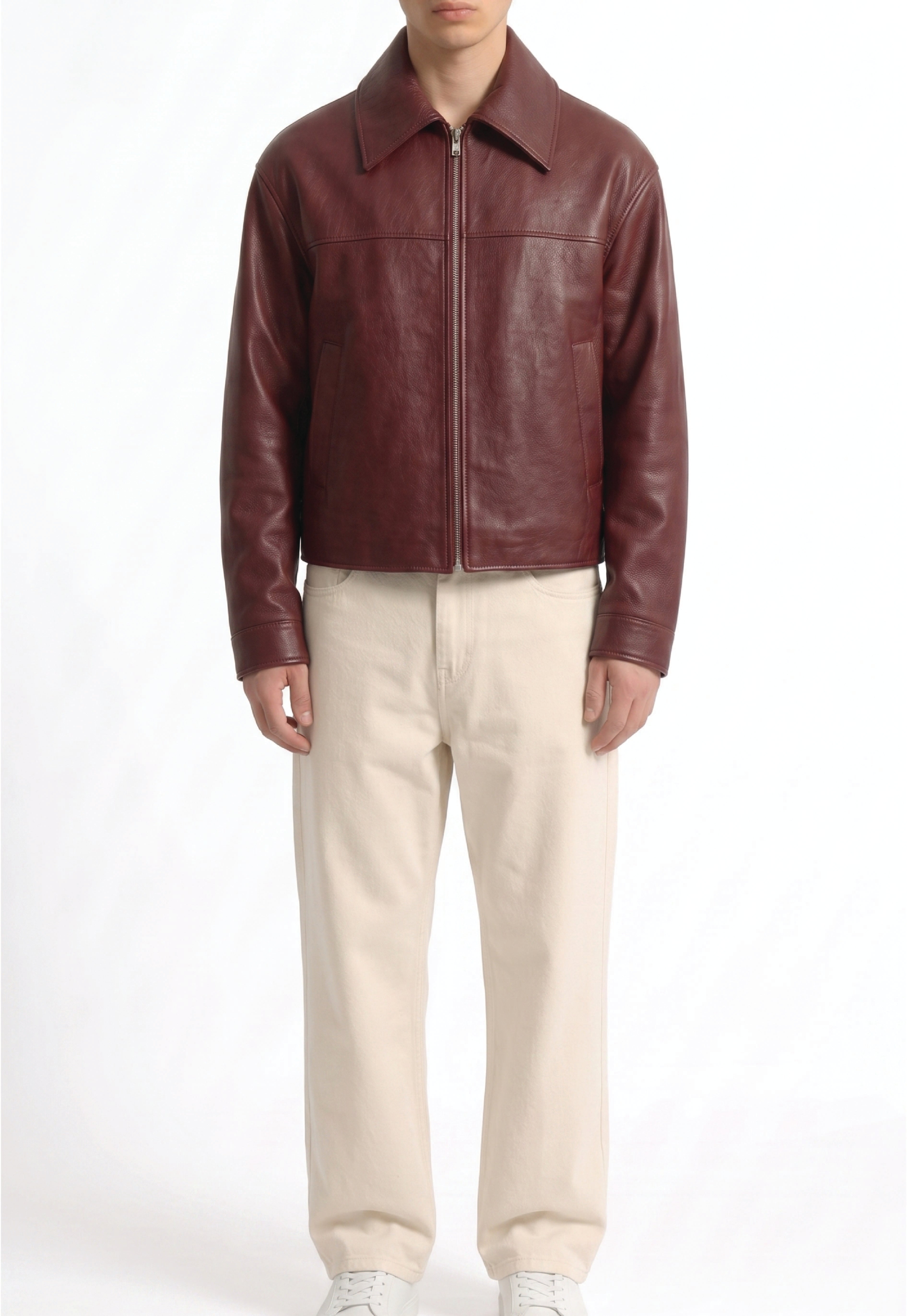 Men Leather Shirt Collar Jacket