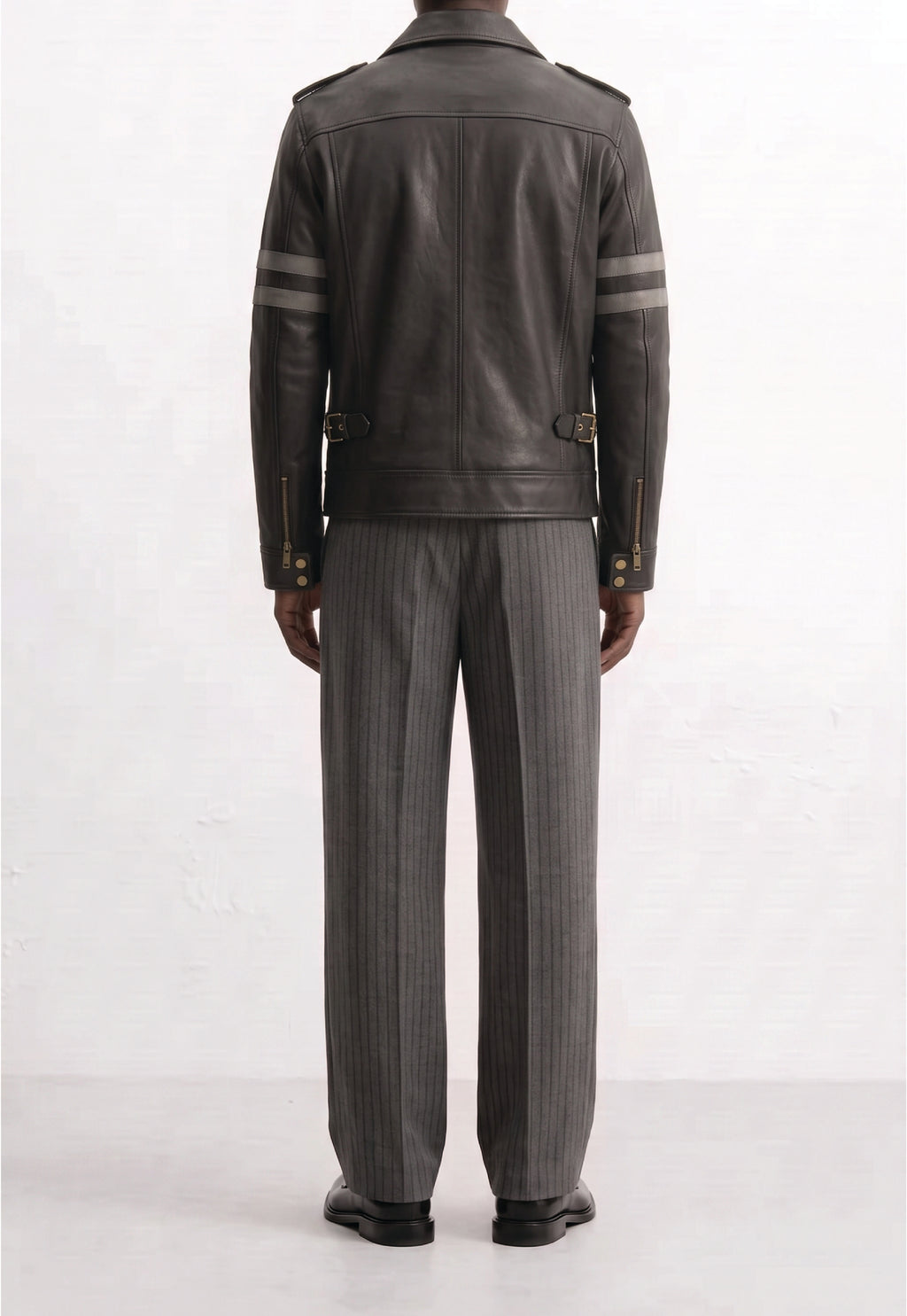 Men Leather Multi-Pocket Field Jacket