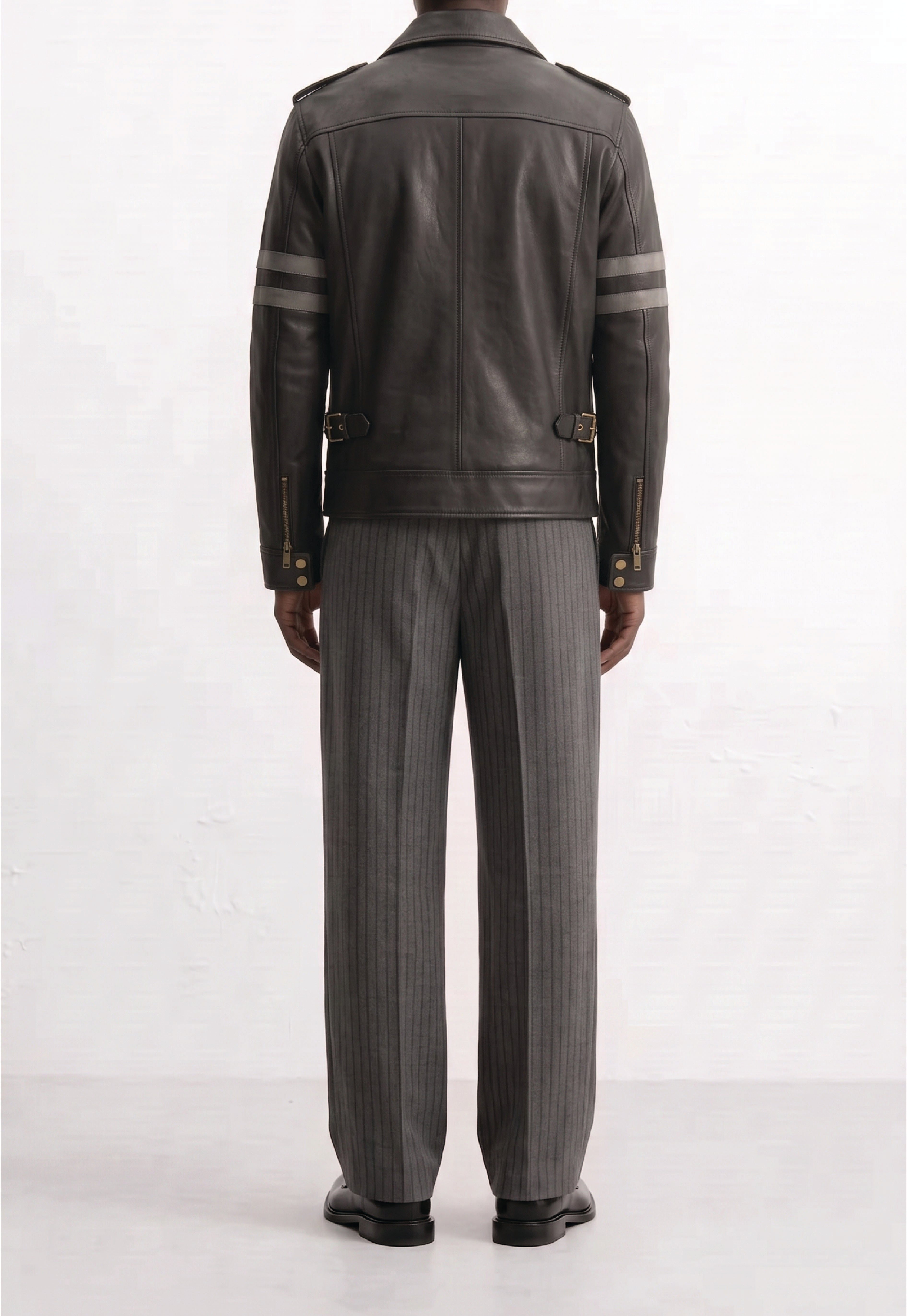 Men Leather Multi-Pocket Field Jacket