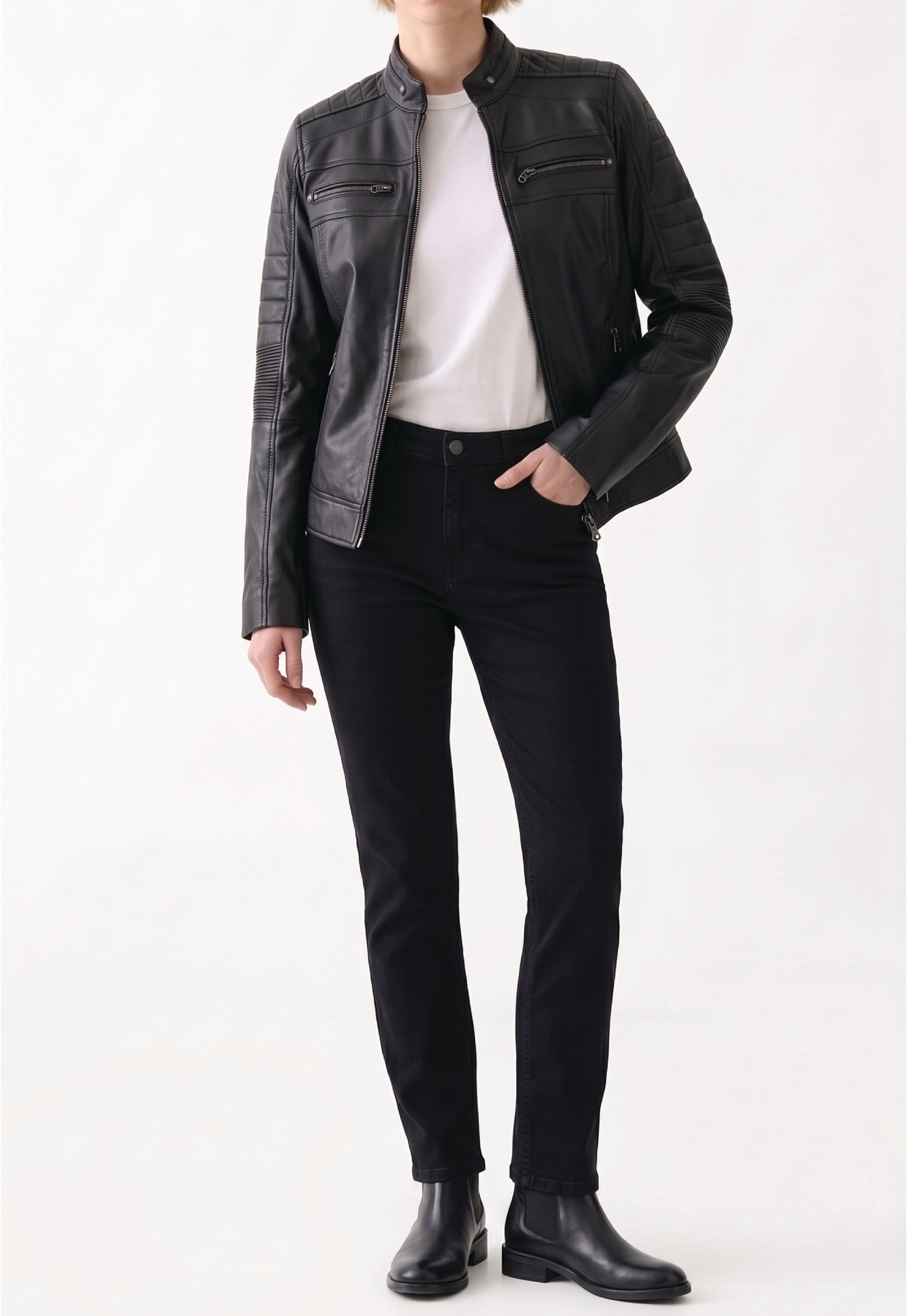 Women Café Racer Leather Jacket