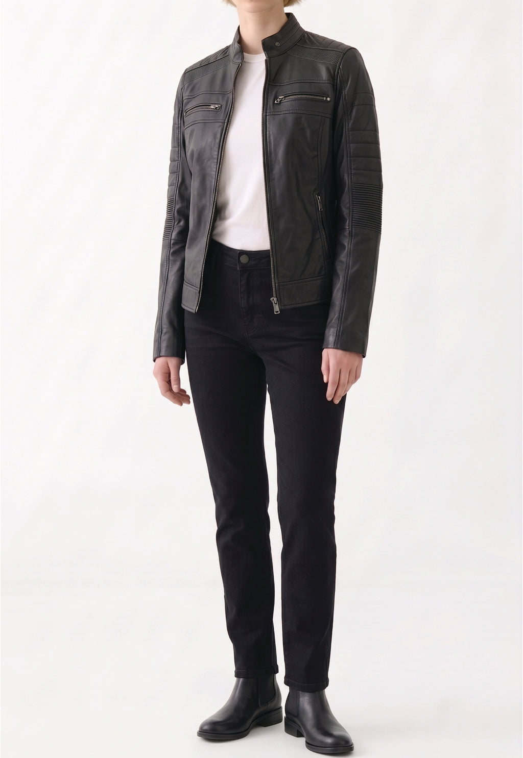 Women Café Racer Leather Jacket