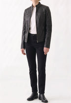 Women Café Racer Leather Jacket