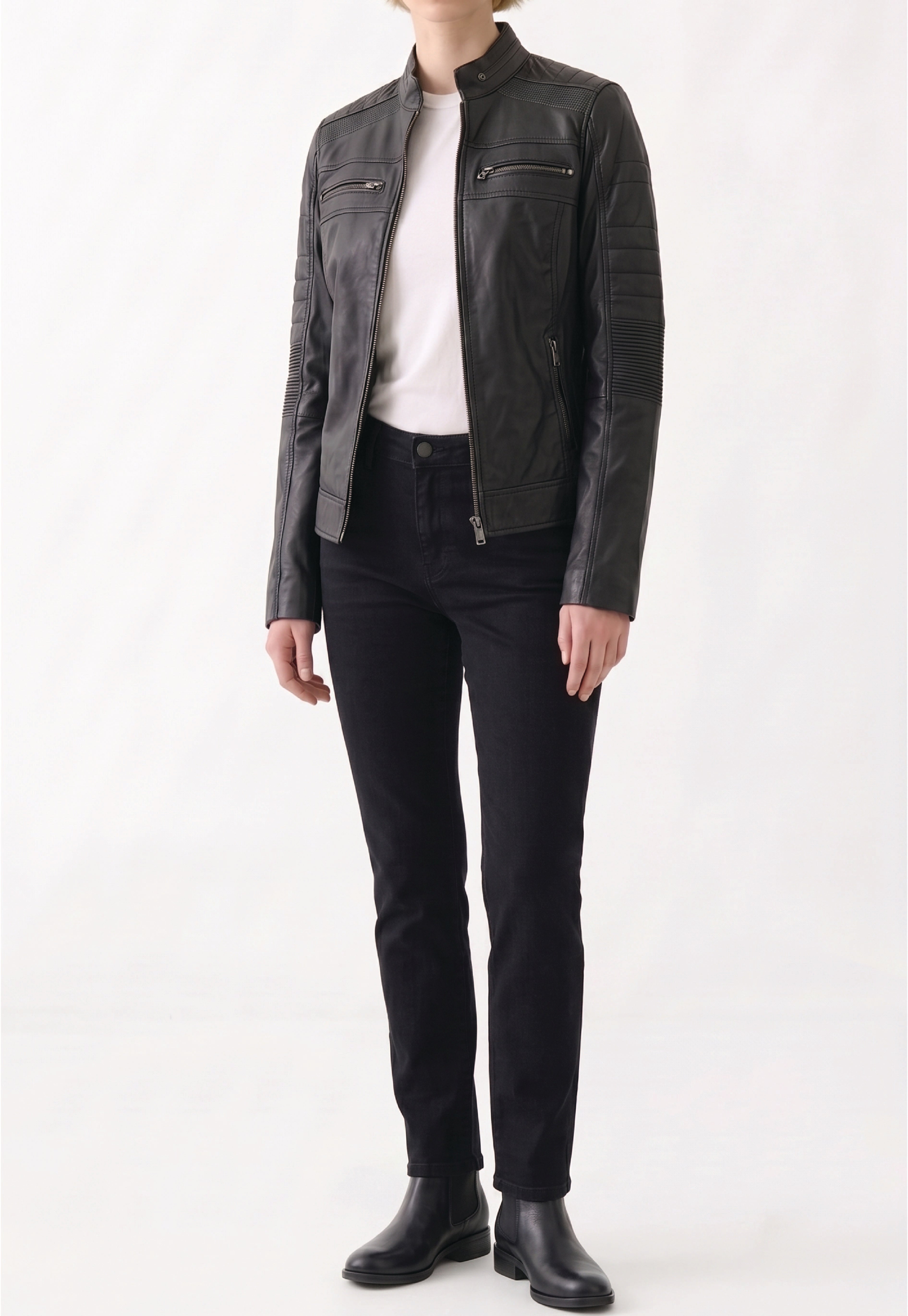 Women Café Racer Leather Jacket
