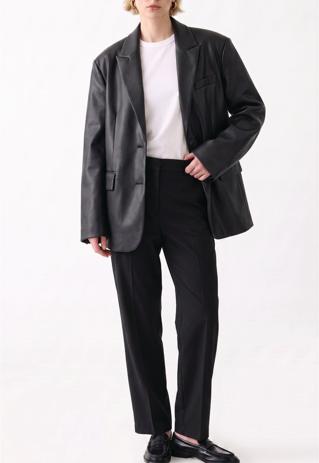 Women Leather Blazer Coat