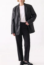 Women Leather Blazer Coat