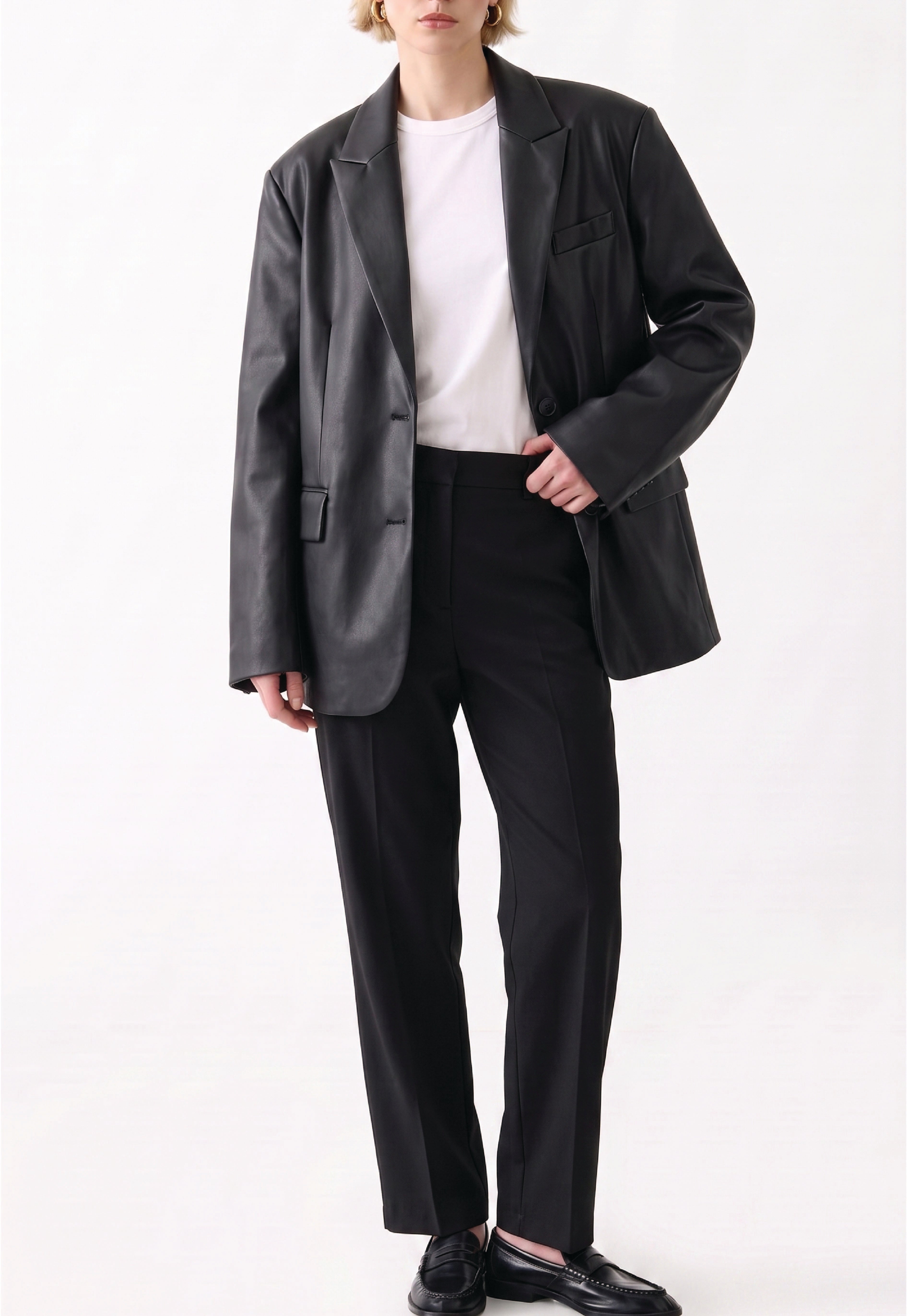 Women Leather Blazer Coat