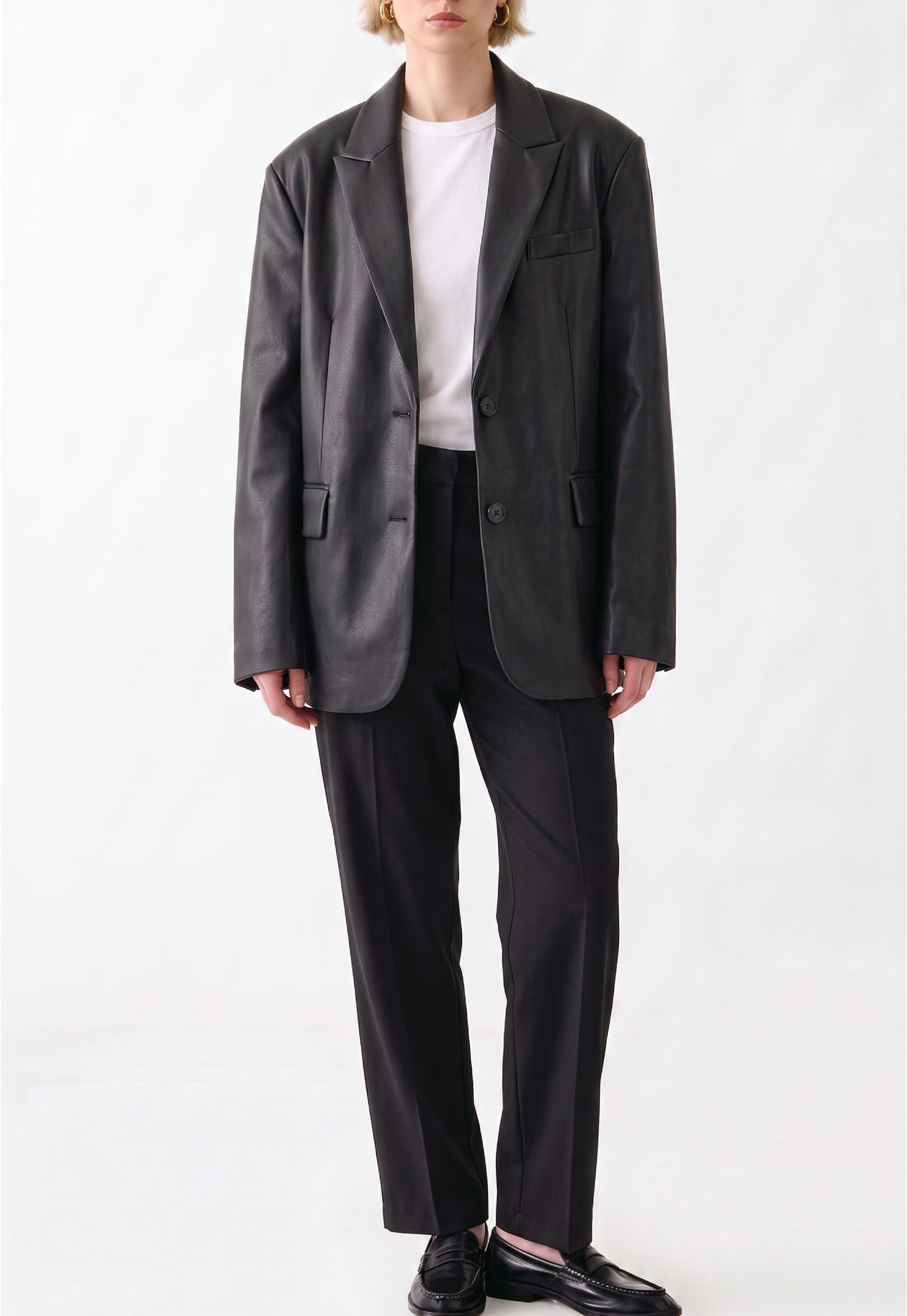 Women Leather Blazer Coat