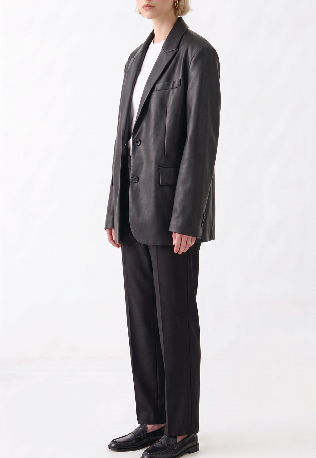 Women Leather Blazer Coat