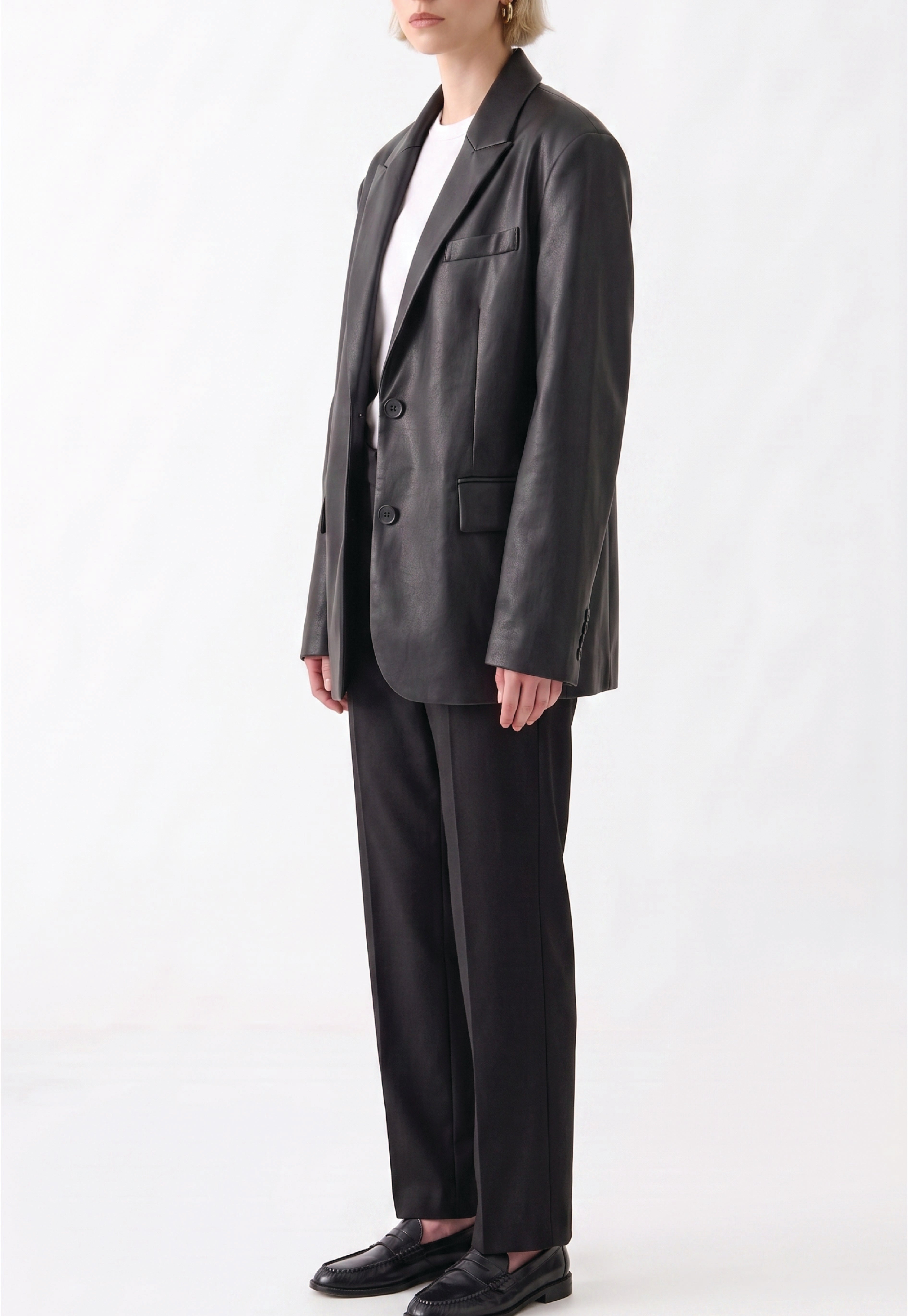 Women Leather Blazer Coat