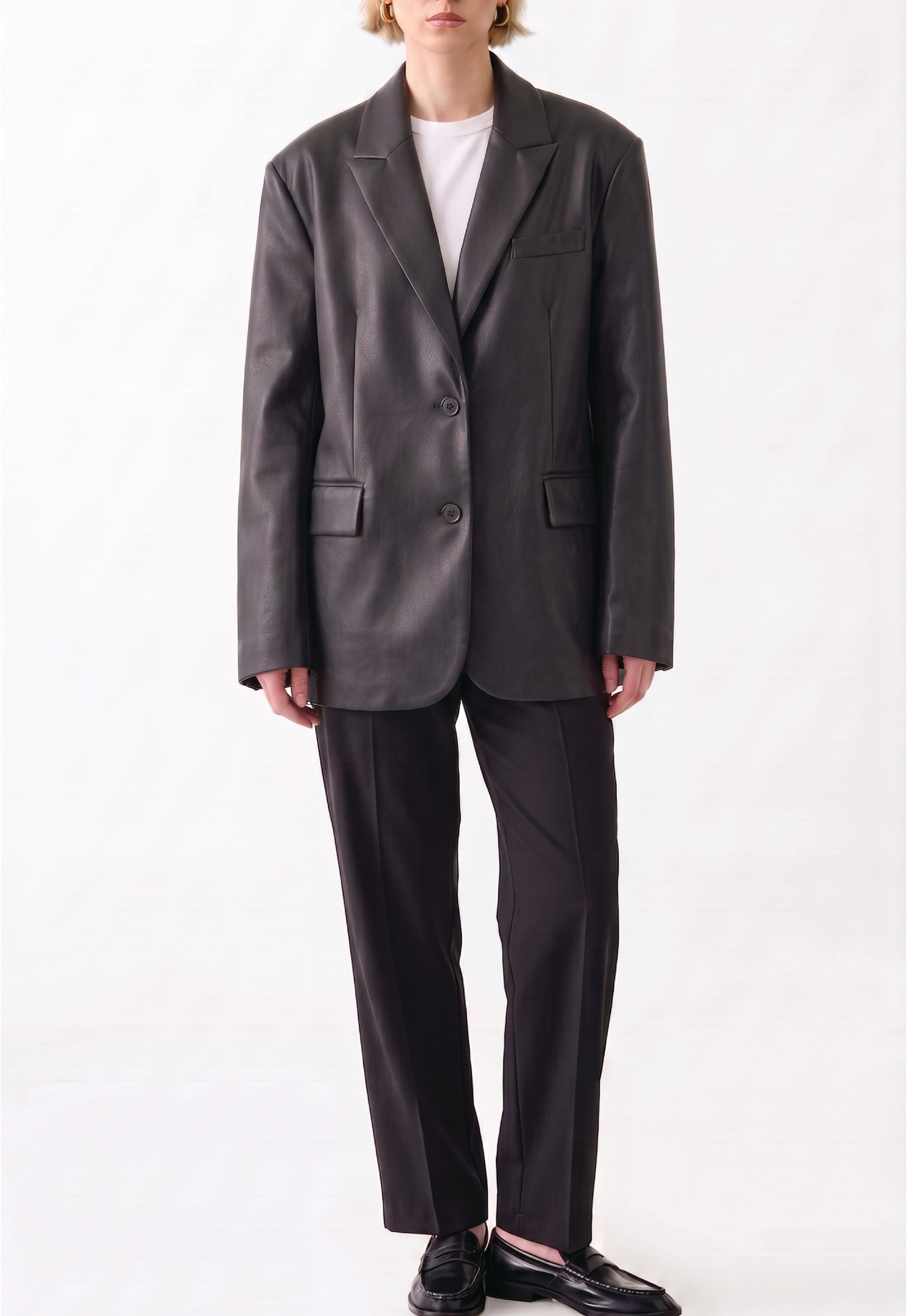 Women Leather Blazer Coat