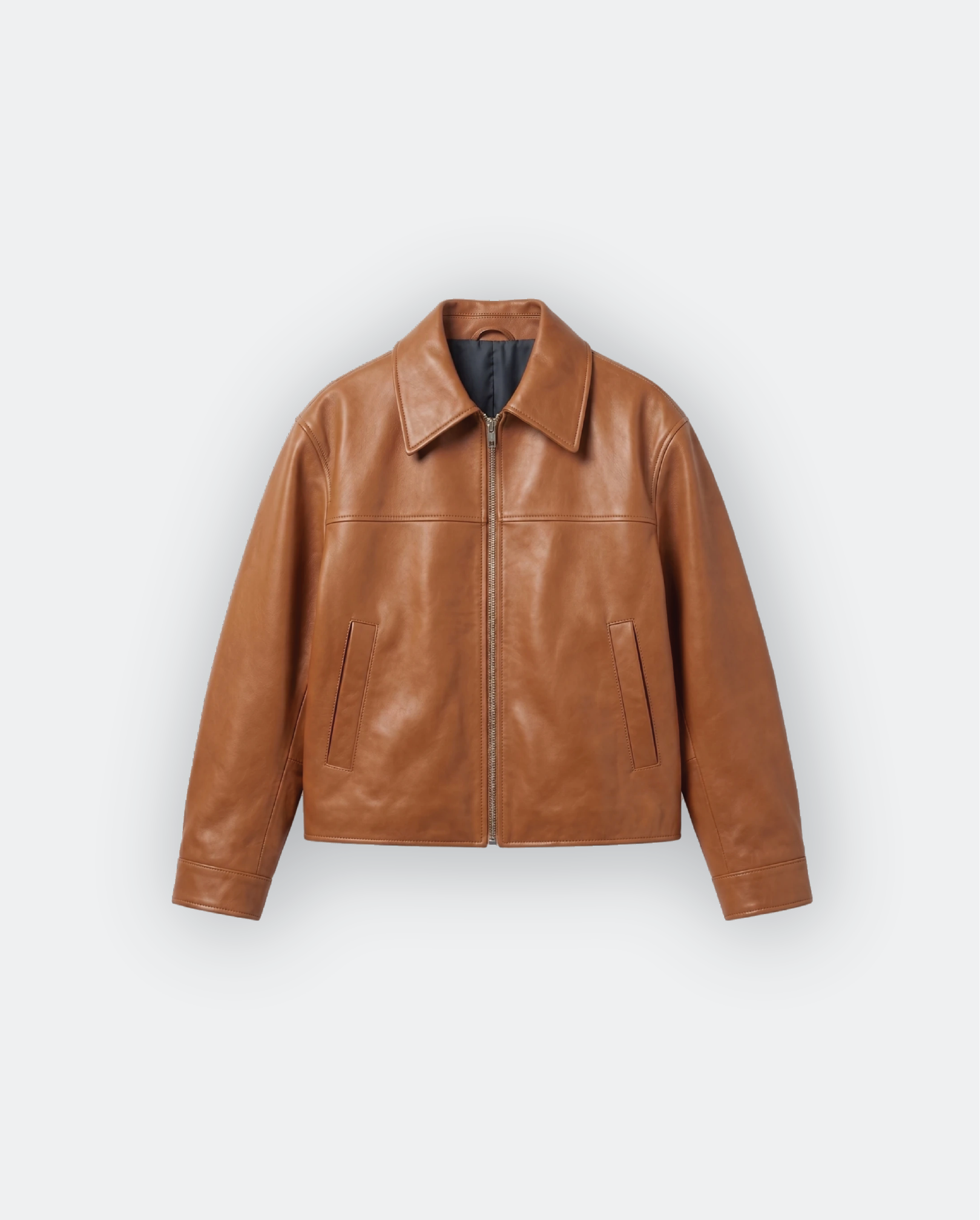 Men Leather Shirt Collar Jacket