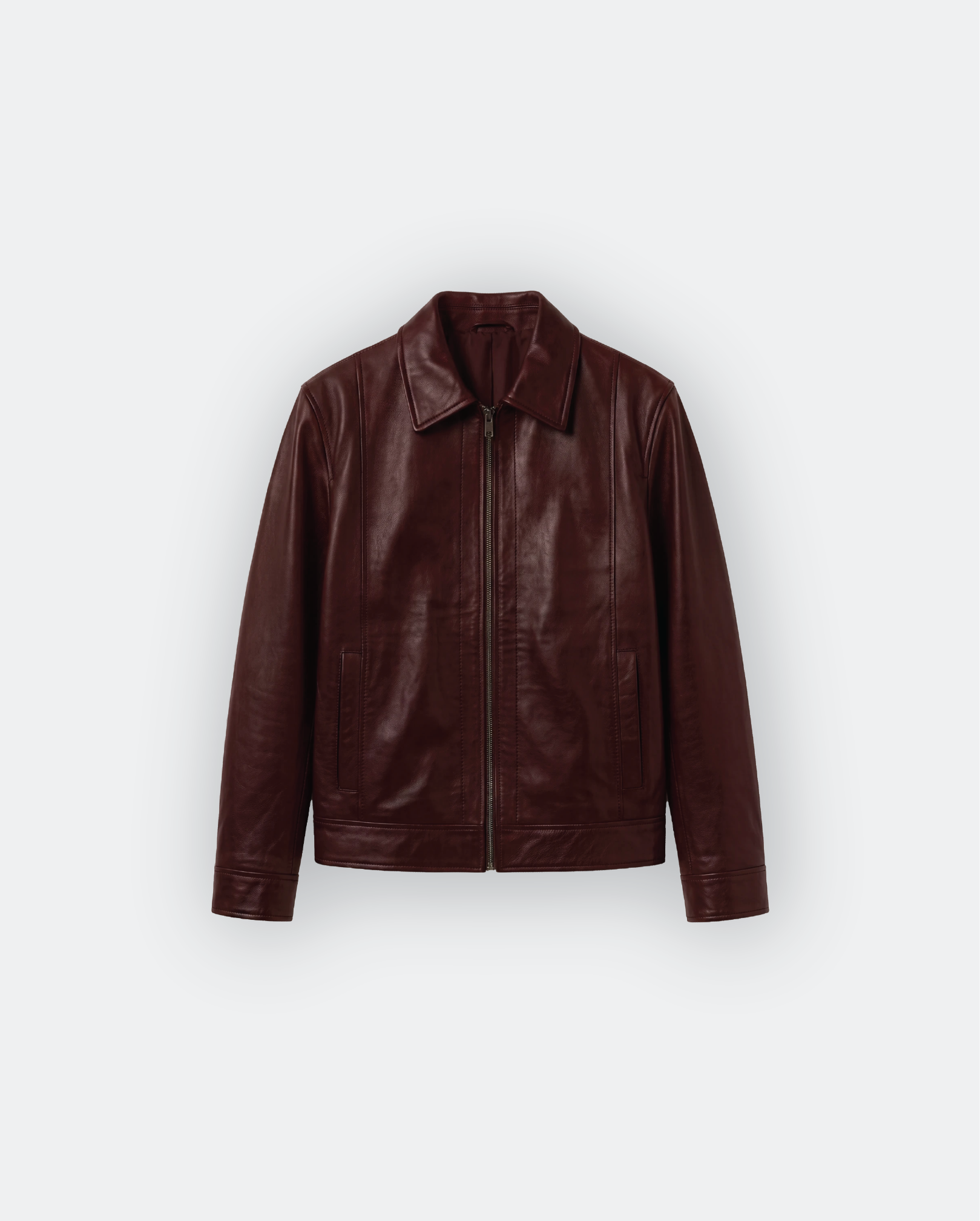 Men Classic Shirt Collar Leather Jacket