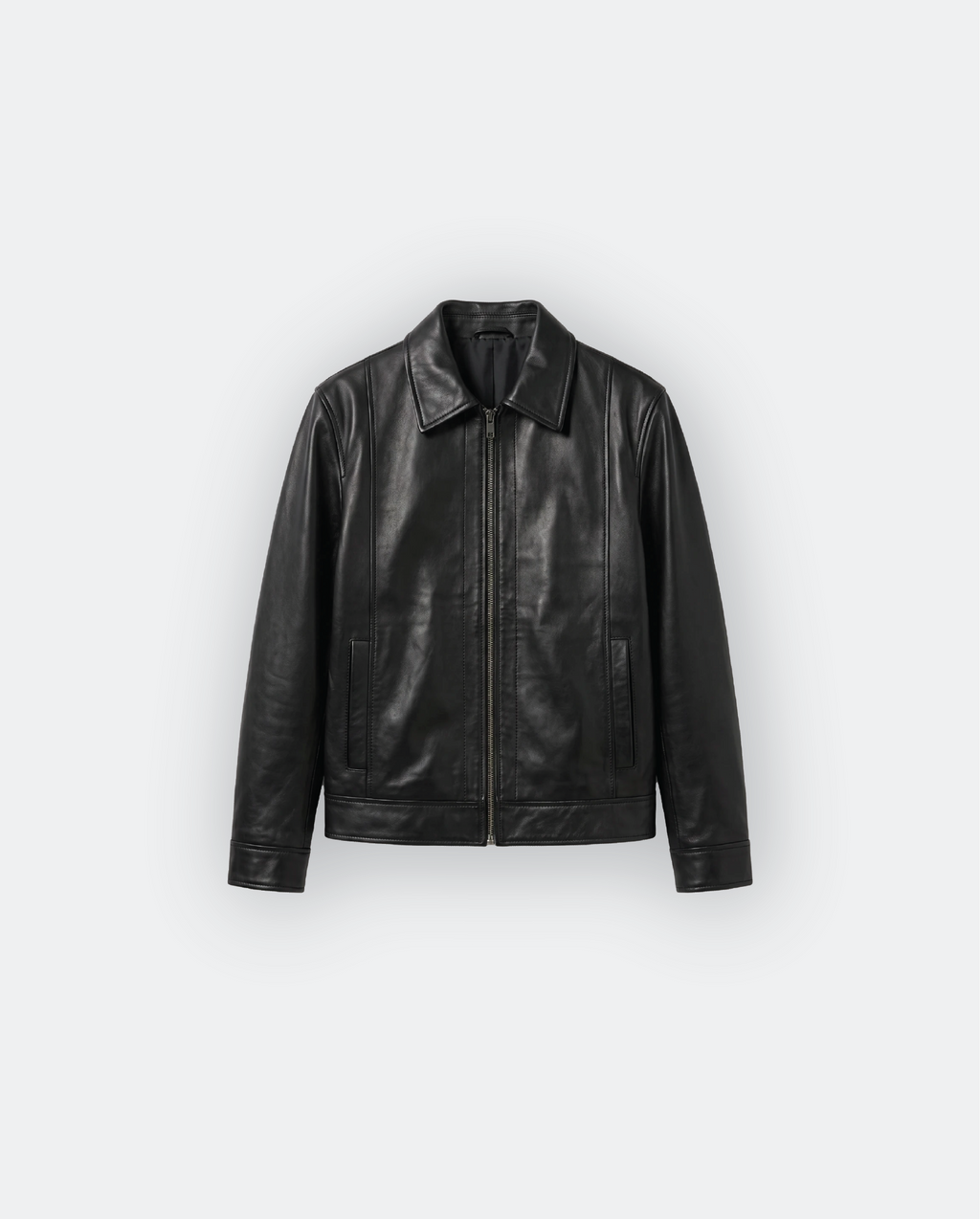 Men Classic Shirt Collar Leather Jacket
