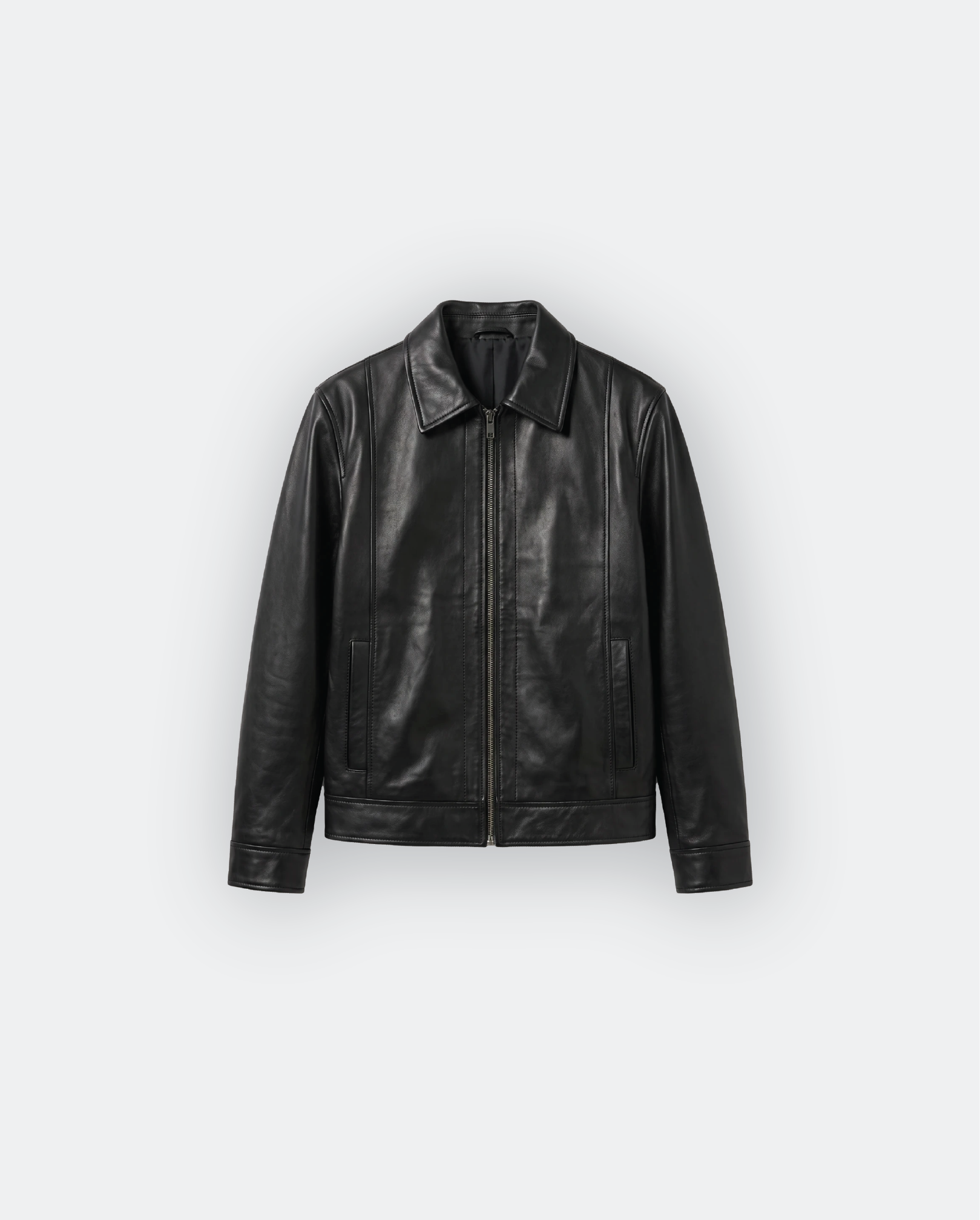 Men Classic Shirt Collar Leather Jacket