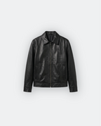 Men Classic Shirt Collar Leather Jacket