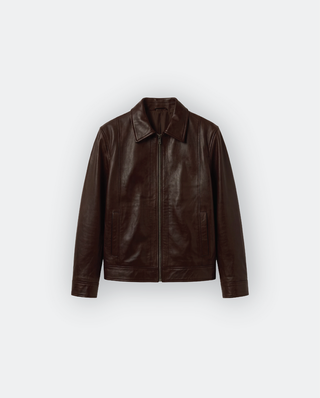 Men Classic Shirt Collar Leather Jacket