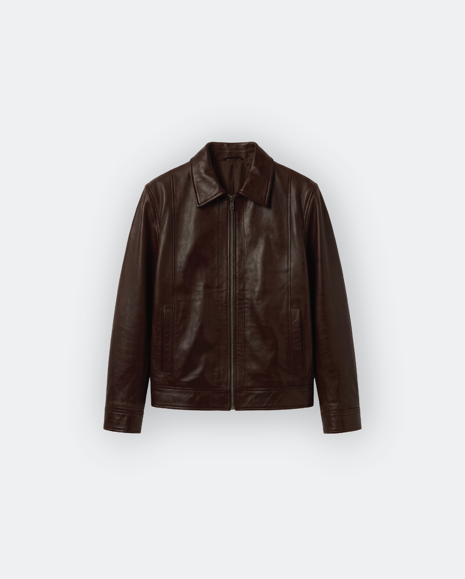 Men Classic Shirt Collar Leather Jacket