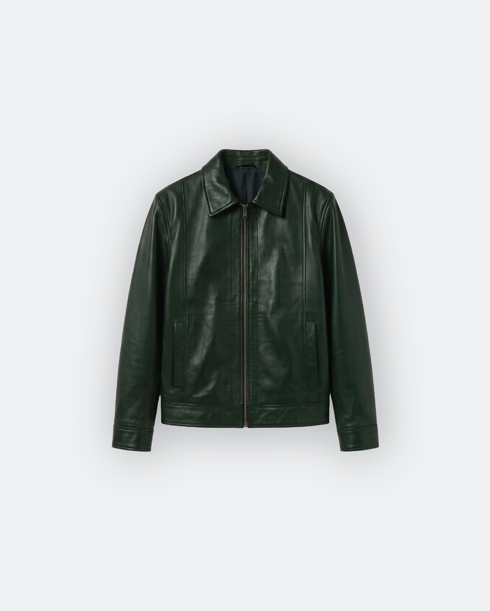 Men Classic Shirt Collar Leather Jacket