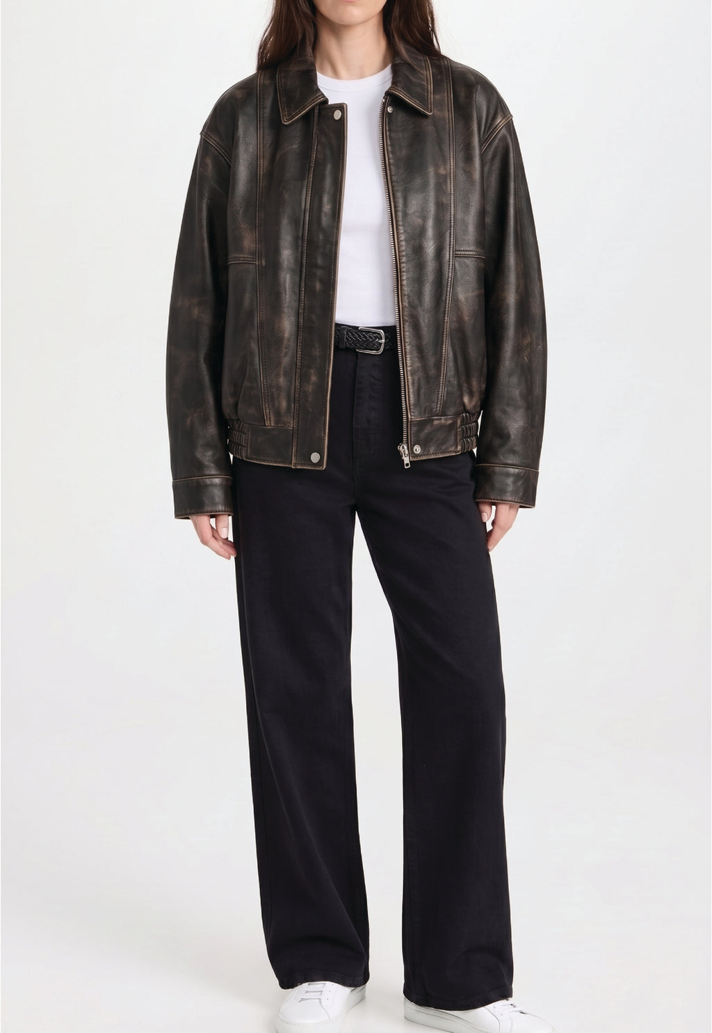 Women Distressed Leather Jacket