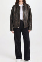 Women Distressed Leather Jacket