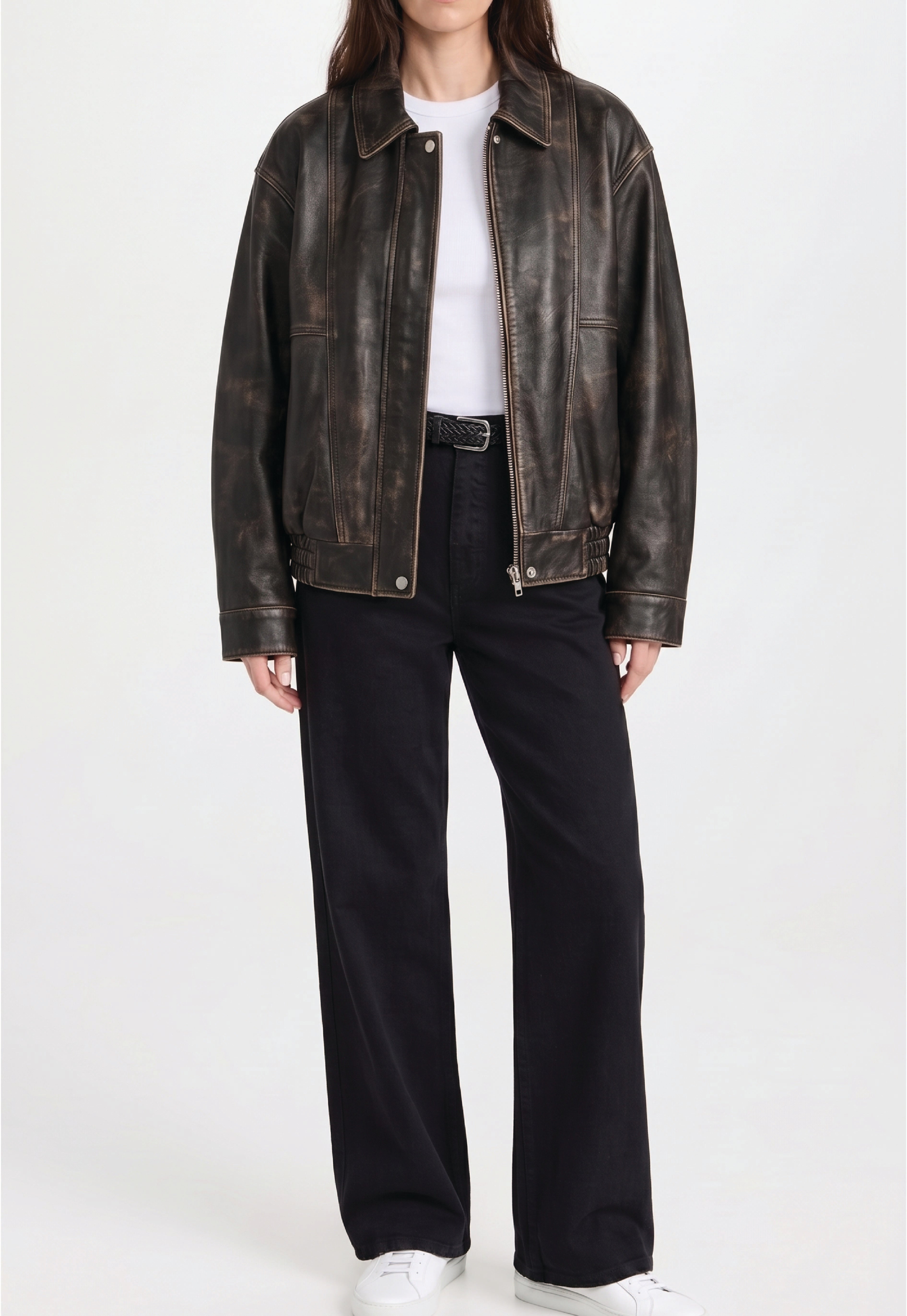 Women Distressed Leather Jacket