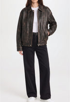 Women Distressed Leather Jacket