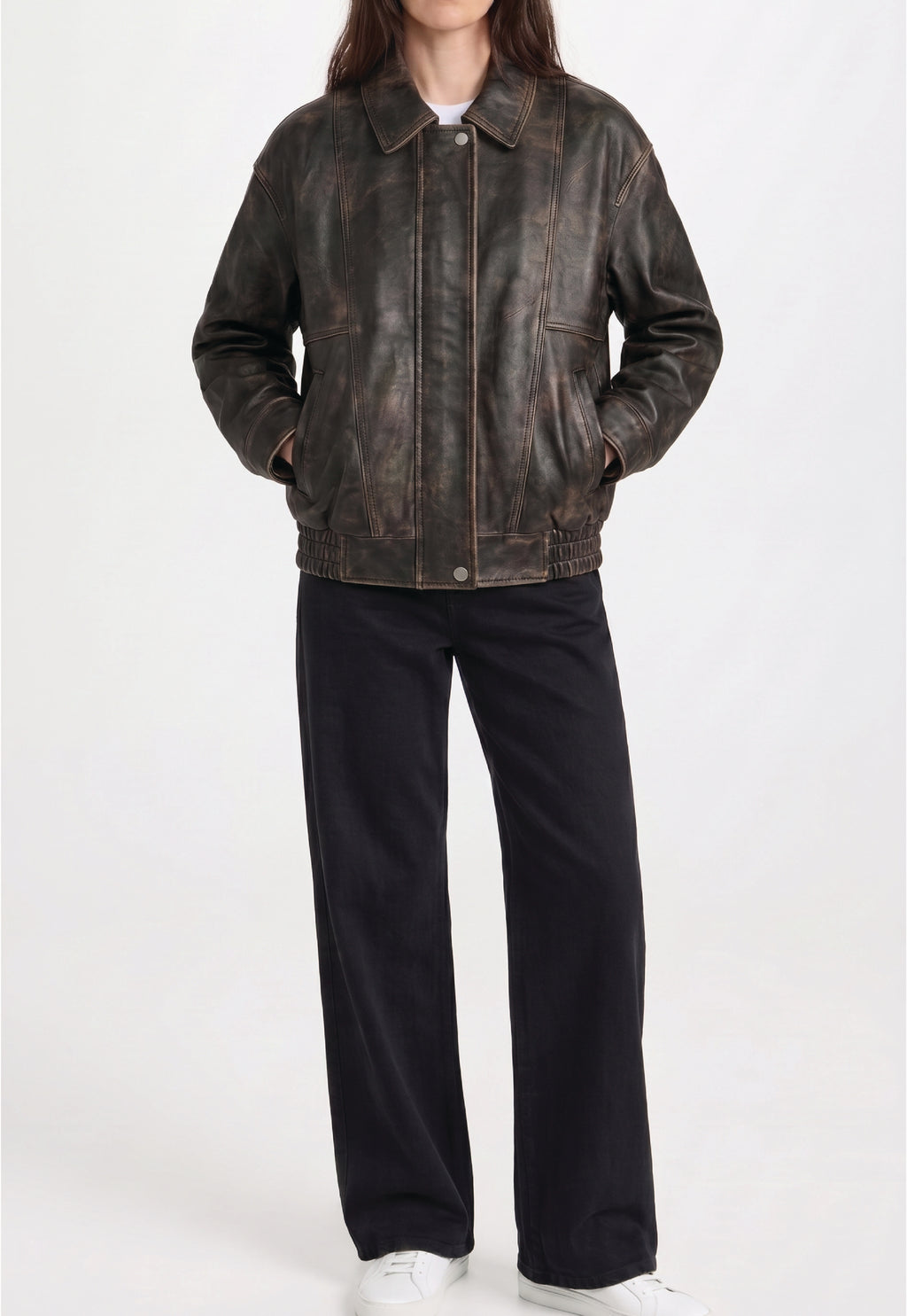 Women Distressed Leather Jacket