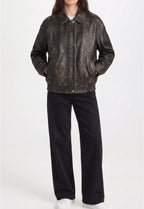Women Distressed Leather Jacket