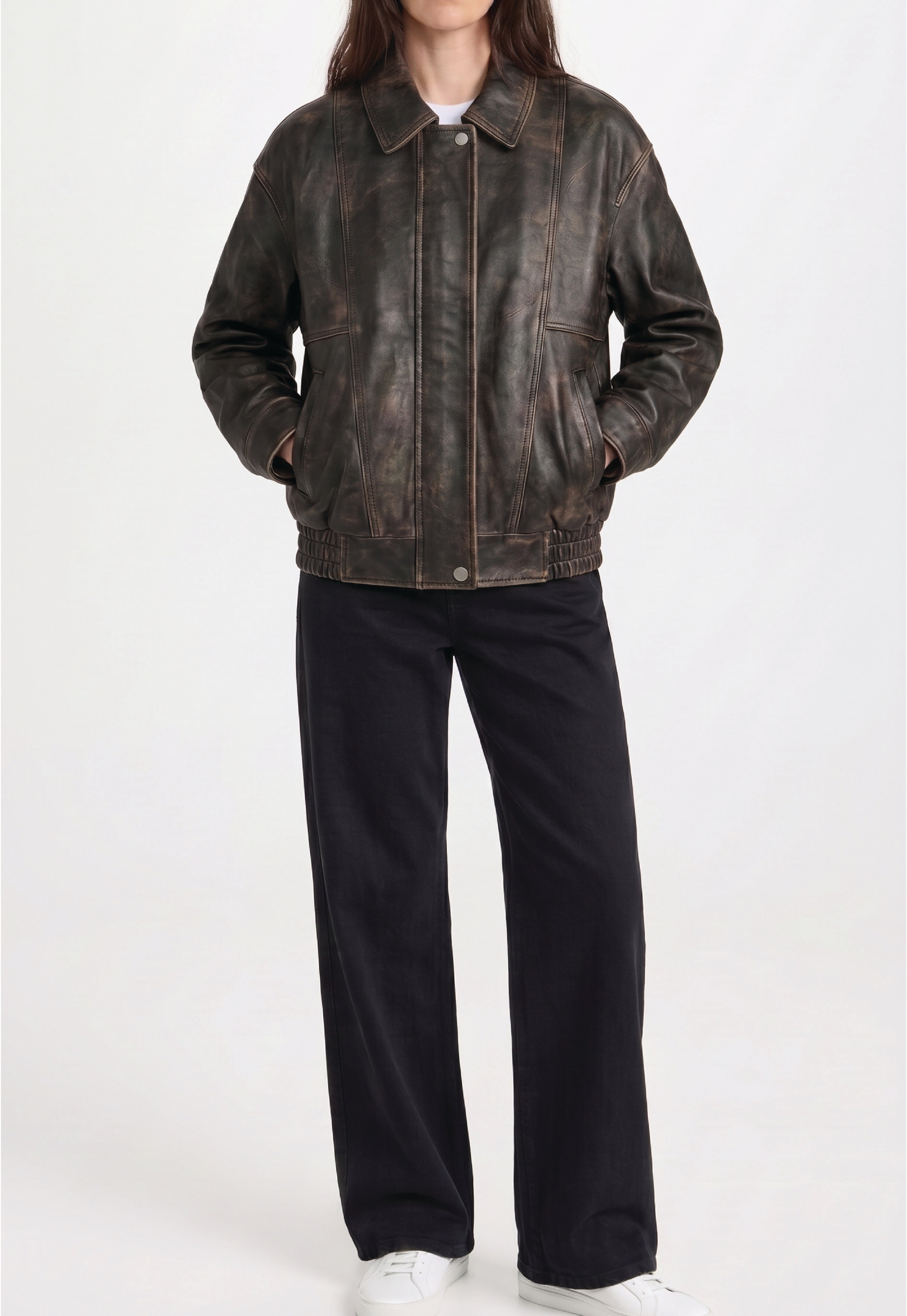 Women Distressed Leather Jacket